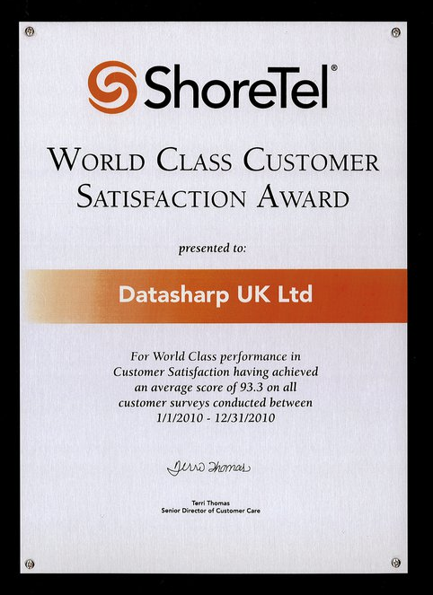 ShoreTel World Class Customer Satisfaction Award-2010